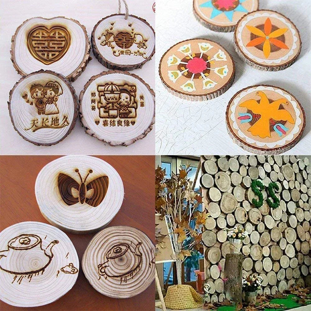 Unfinished Natural Wood Slices 3-20Cm Thick Craft Wood Kit Circles Crafts Christmas Ornaments DIY Crafts with Bark for Crafts