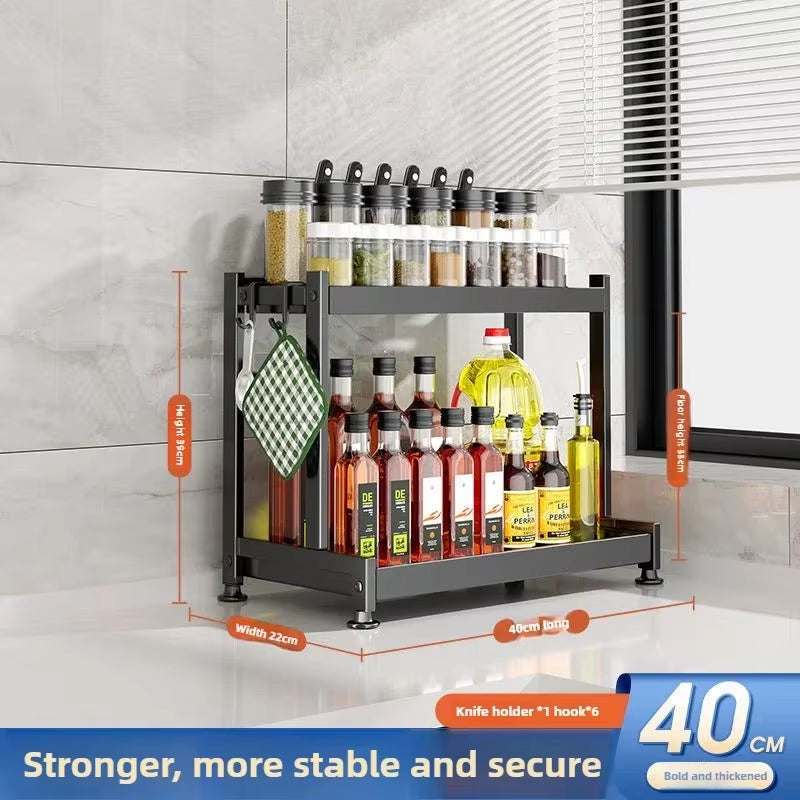 Kitchen Seasoning Rack Storage Rack Multi-Layer Dish Seasoning Rack Chopstick Knife Holder Countertop Multi-Functional Seasoning