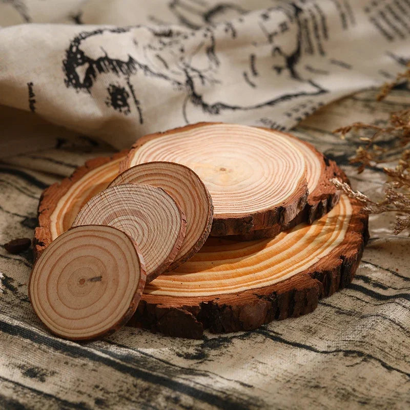 Unfinished Natural Wood Slices 3-20Cm Thick Craft Wood Kit Circles Crafts Christmas Ornaments DIY Crafts with Bark for Crafts