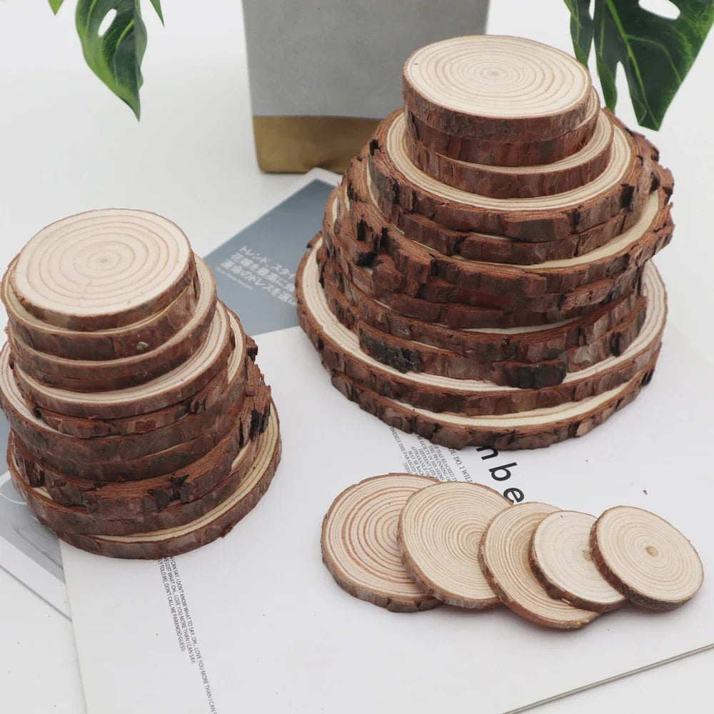 Unfinished Natural Wood Slices 3-20Cm Thick Craft Wood Kit Circles Crafts Christmas Ornaments DIY Crafts with Bark for Crafts