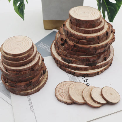 Unfinished Natural Wood Slices 3-20Cm Thick Craft Wood Kit Circles Crafts Christmas Ornaments DIY Crafts with Bark for Crafts