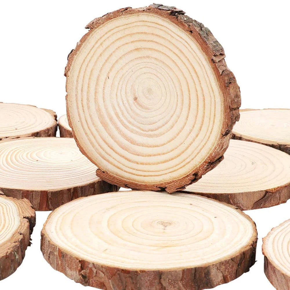 Unfinished Natural Wood Slices 3-20Cm Thick Craft Wood Kit Circles Crafts Christmas Ornaments DIY Crafts with Bark for Crafts