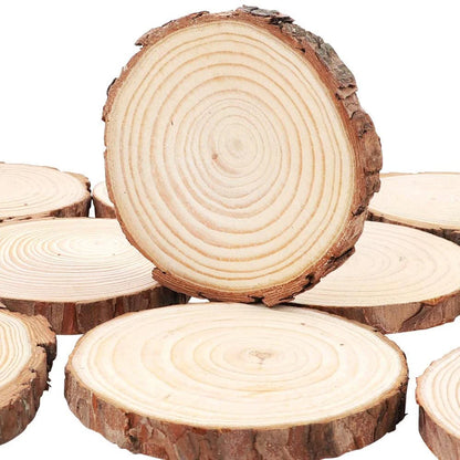 Unfinished Natural Wood Slices 3-20Cm Thick Craft Wood Kit Circles Crafts Christmas Ornaments DIY Crafts with Bark for Crafts