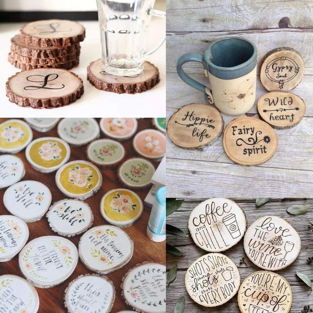 Unfinished Natural Wood Slices 3-20Cm Thick Craft Wood Kit Circles Crafts Christmas Ornaments DIY Crafts with Bark for Crafts