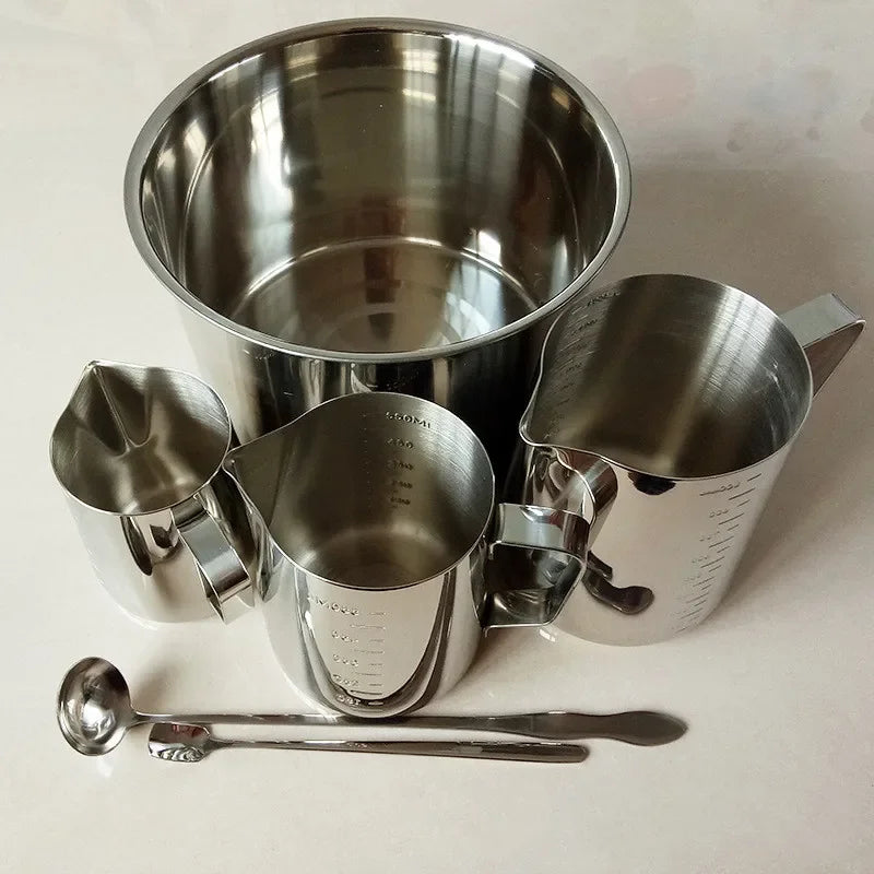 DIY Candle Making Hand Tool, Stainless Steel Cup, Wax Pot, Chocolates Melt, Containing Mark, Big 900Ml Inner Scale, New