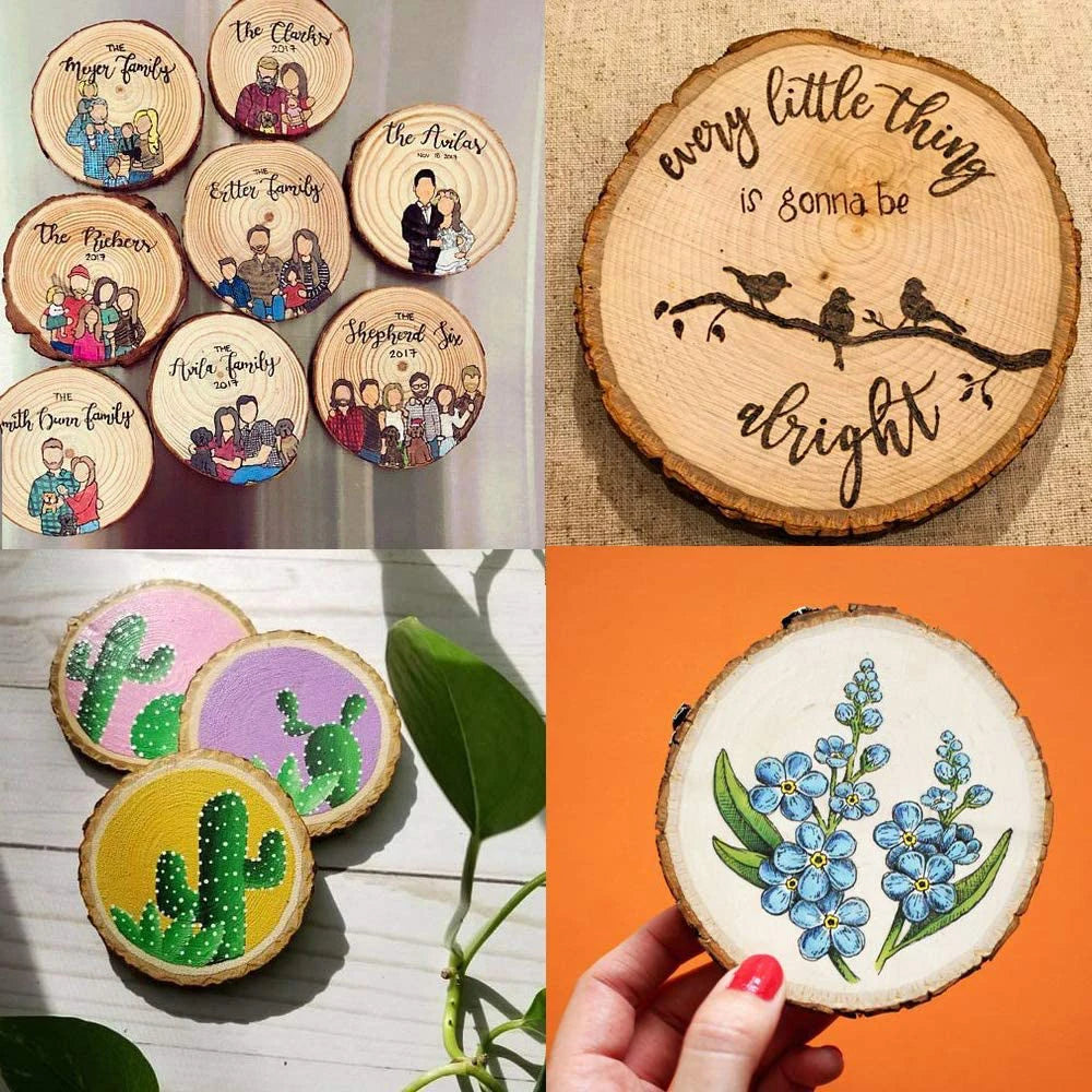 Unfinished Natural Wood Slices 3-20Cm Thick Craft Wood Kit Circles Crafts Christmas Ornaments DIY Crafts with Bark for Crafts
